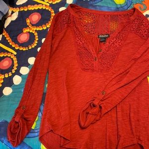 Red lucky brand 3/4 length sleeve blouse